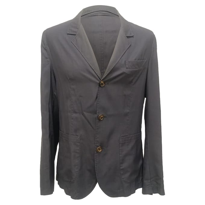 Brunello Cucinelli Effen Colbert met Zakken in Grijs Wol