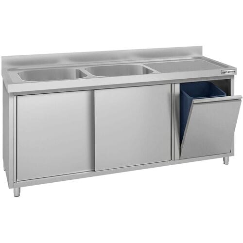 GGM Gastro Spülschrank ECO - 1800x700mm - mit Abfallbehälter & 2 Becken links