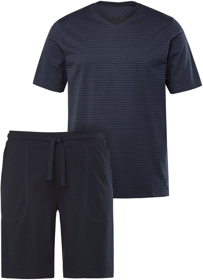 JP 1880 - Heren - Pyjama tweedelige set strepen - Navy blauw - Maat L