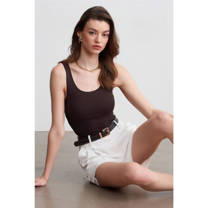 Aansluitend Mouwloze Katoenmix Cami Blouse