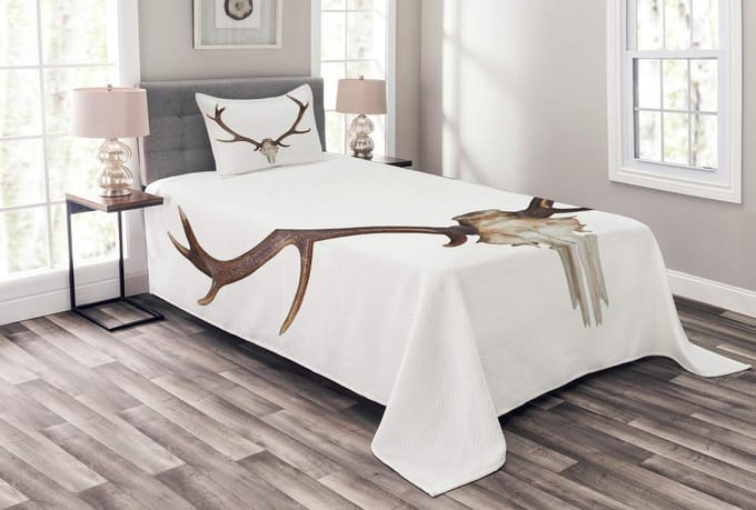 ABAKUHAUS Set dagdekens – Hert 170x220 cm Beige/Bruin, Wasbaar