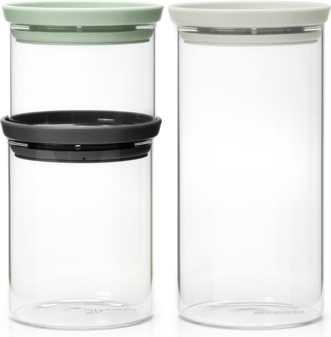 Brabantia Voorraadpotten - Stapelbaar - 0,3 & 0,6 & 1,1 l - Glas