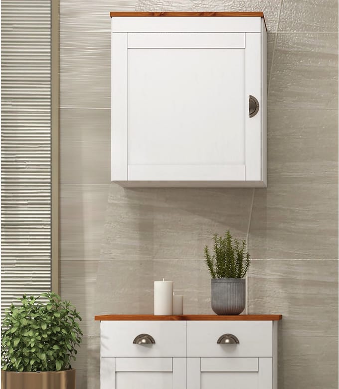 Toscana-Wandkast - 1-Deur - Wit/Honing