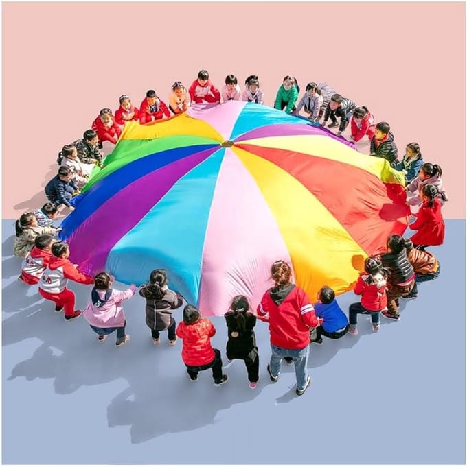 Speel Parachute - Grote Parachute - Buiten Spelen - Groepssamenwerking - 5 meter - Regenboog