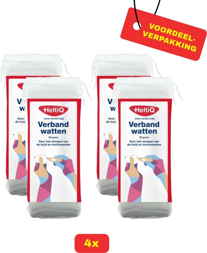 4X HeltiQ Verbandwatten - 4x 50g - Voordeelverpakking!