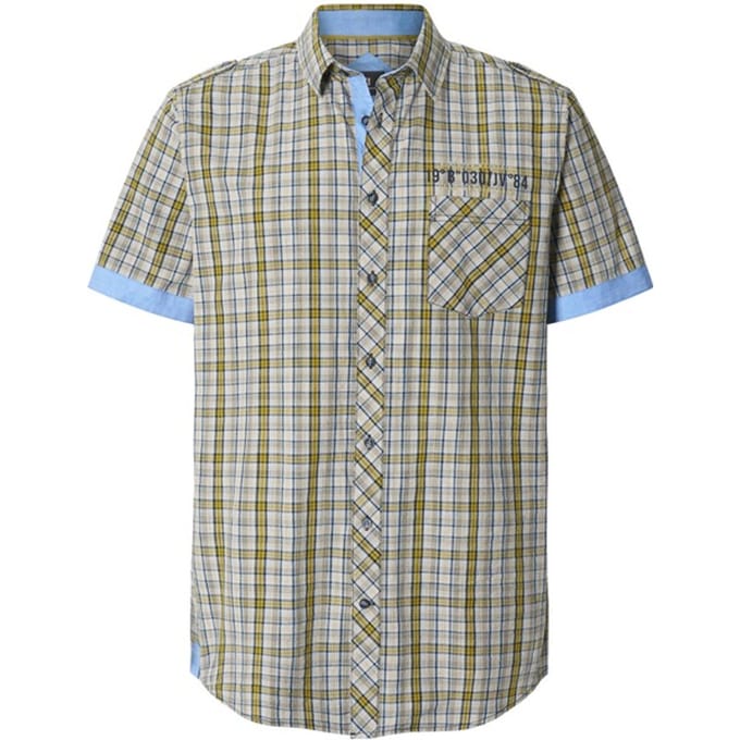 Jan Vanderstorm herren Overhemd Met Korte Mouwen - 55/56 - beige - Plus Size