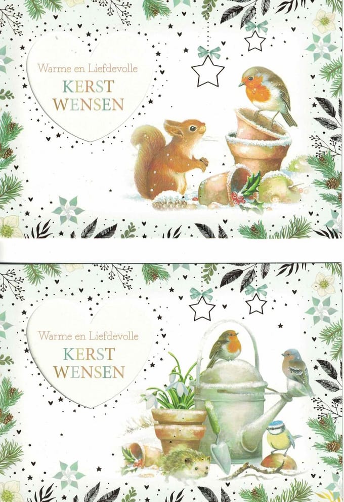 Wenskaarten - kerstkaart - set van 8 - 8 luxe kerstkaarten - 2 x 4 luxe kerstkaarten met envelop - Warme en liefdevolle kerstwensen