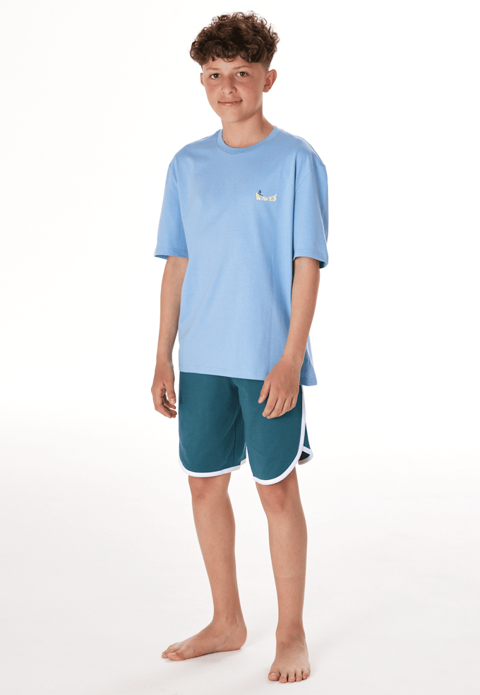 Korte pyjama Waves pacific blue - Teens Nightwear 140