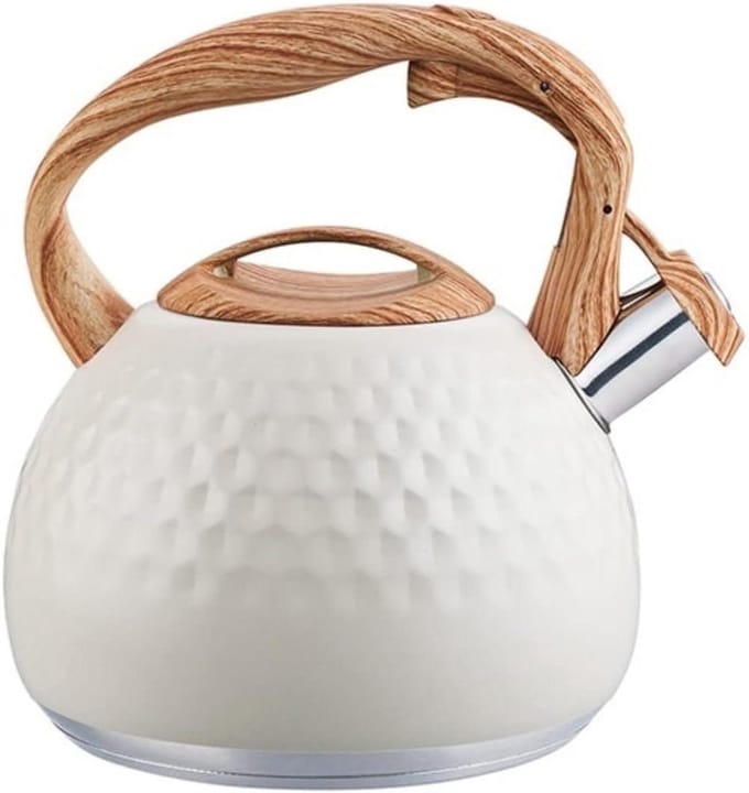 Fluitketel RVS - Waterkoker Theepot - Water Koken - Grote Inhoud - 3L - Wit