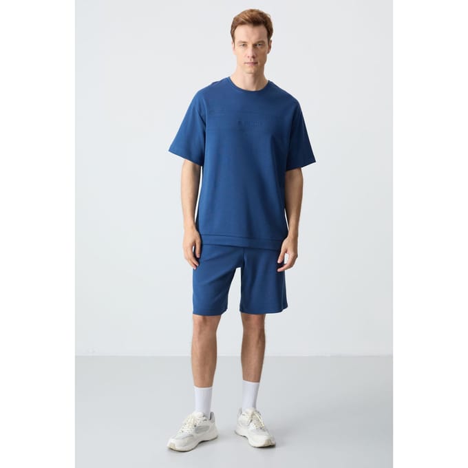 Heren Oversized Katoenmix T-Shirt en Shorts Set