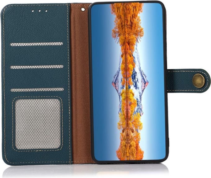 KHAZNEH iPhone 15 Pro Max Hoesje RFID Portemonnee Book Case Leer Groen