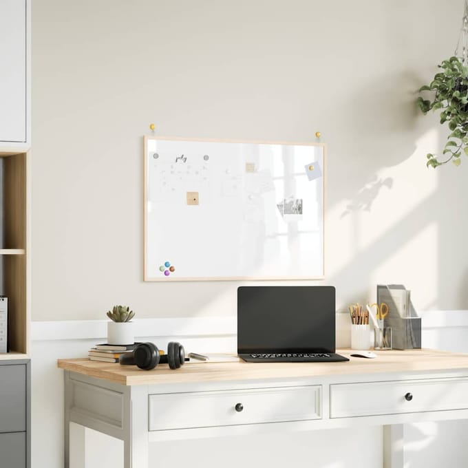 vidaXL - Magnetisch - whiteboard - met - massief - grenenhouten - frame - 80x55 - cm