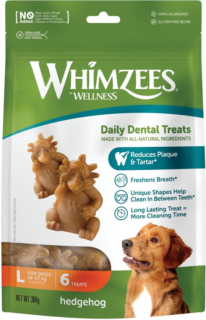 Whimzees Egel L - Kauwsnacks - Hond - 7,6cm - 6st