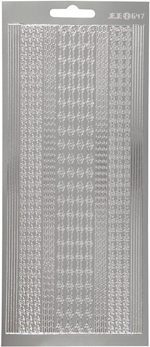 Stickers, randen, vel 10x23 cm, zilver, 1 vel