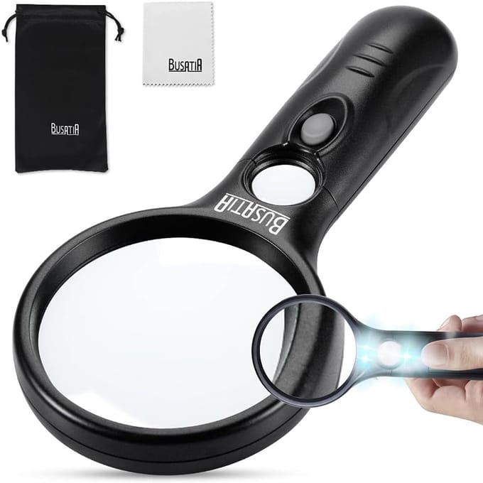 Vergrootglas met LED-verlichting voor Lezen, Inspectie en Hobby's – Handloep 3x 45x