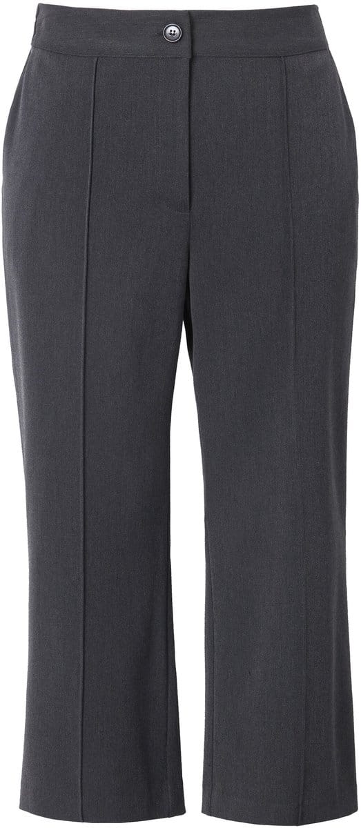 Ulla Popken - Dames - Culotte wijde pijpen elastische tailleband viscose-stretch - Antraciet melange - Maat 52