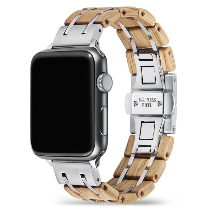 Apple Watch-bandje - walnotenhout en staal 38-41 mm