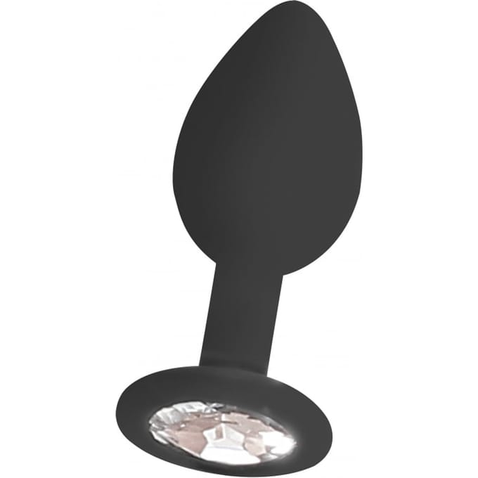 Siliconen Butt Plug met Steentje - Zwart