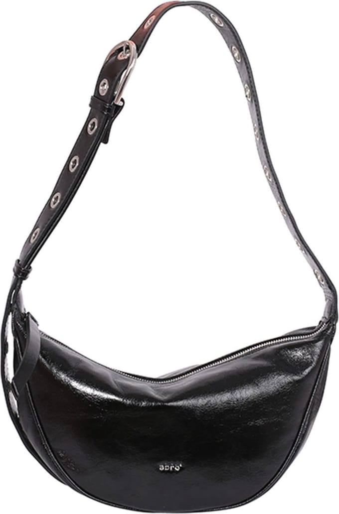 abro Schoudertas Leather Alias Soft By My Side Bag Black / Nickel Zwart