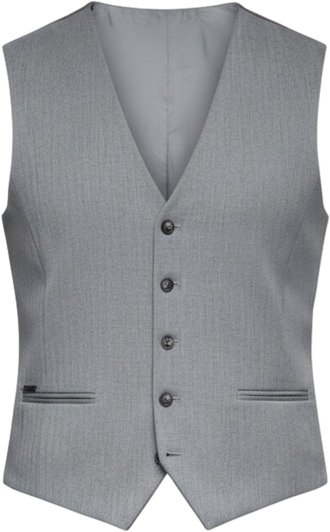 OMBRE Gilet - Slim Fit - Knopen - Visgraat Grijs M