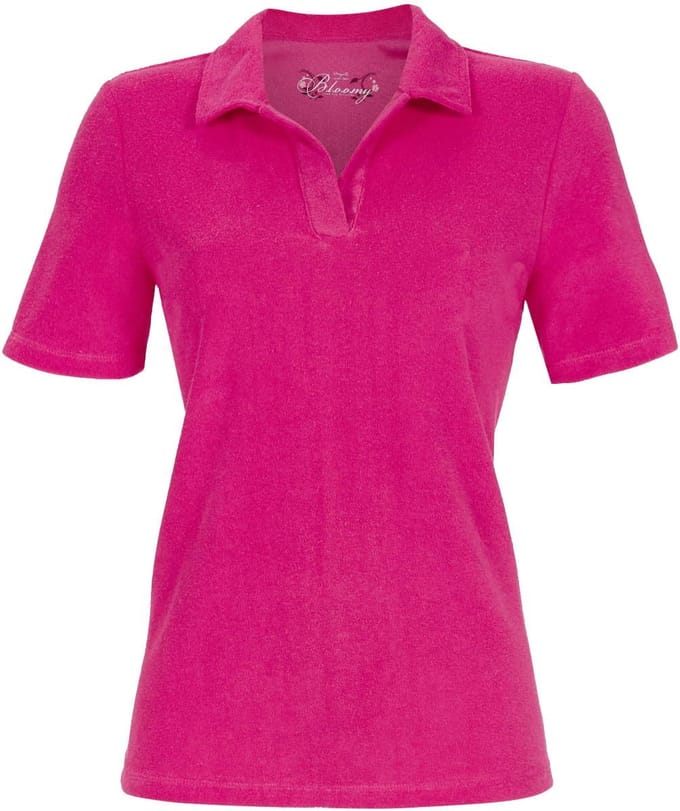 Badstoffen pyjamashirt fuchsia - Rood - Maat - 40