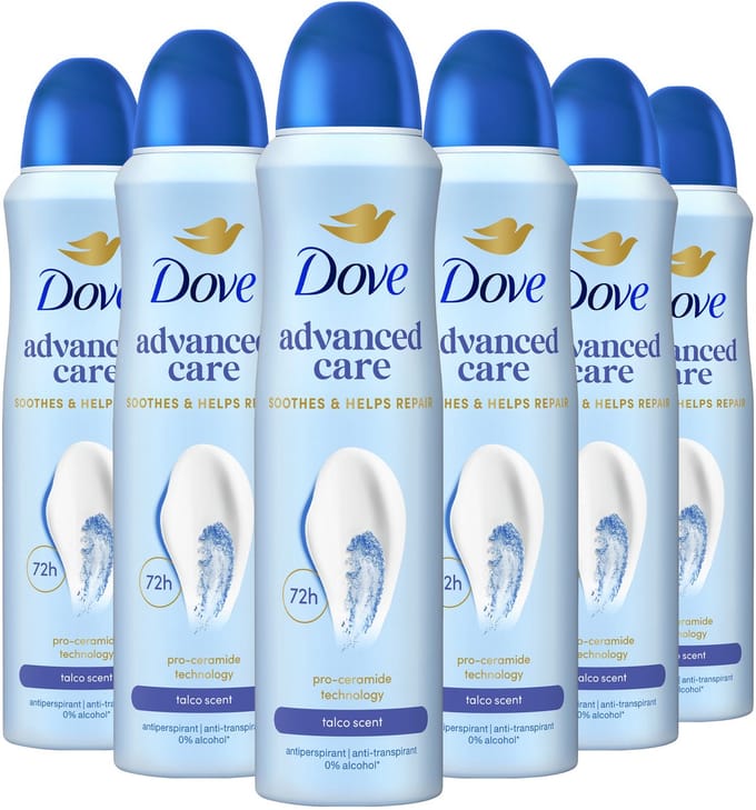 Dove - Anti-Transpirant Deodorant Spray - Advanced Care - Talco - 6 x 150 ml
