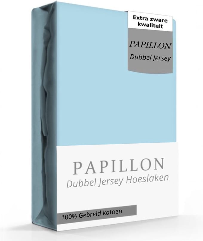 Papillon hoeslaken - dubbel jersey - 160 x 200 - Blauw