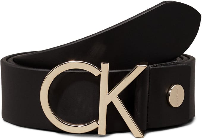 Calvin Klein lederen logo riem - zwart 75
