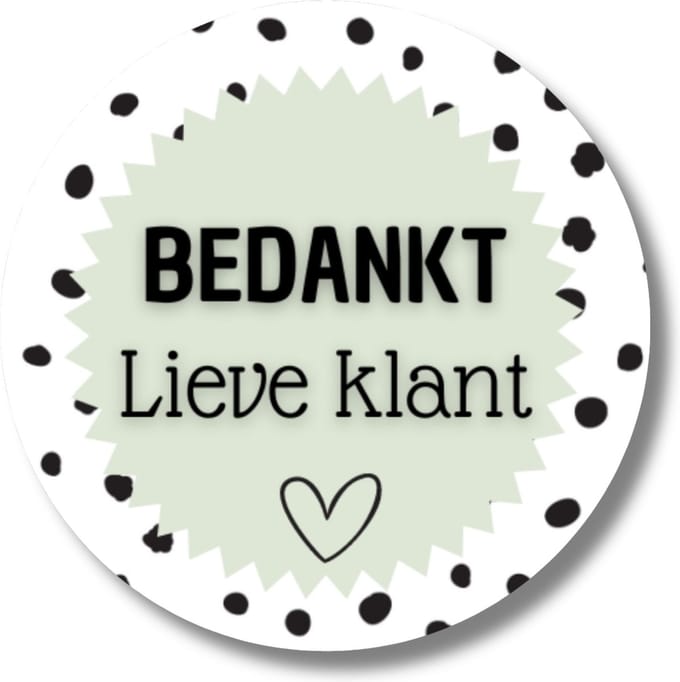 Sticker - Bedankt lieve klant - 20 stickers - 4 cm - Glossy