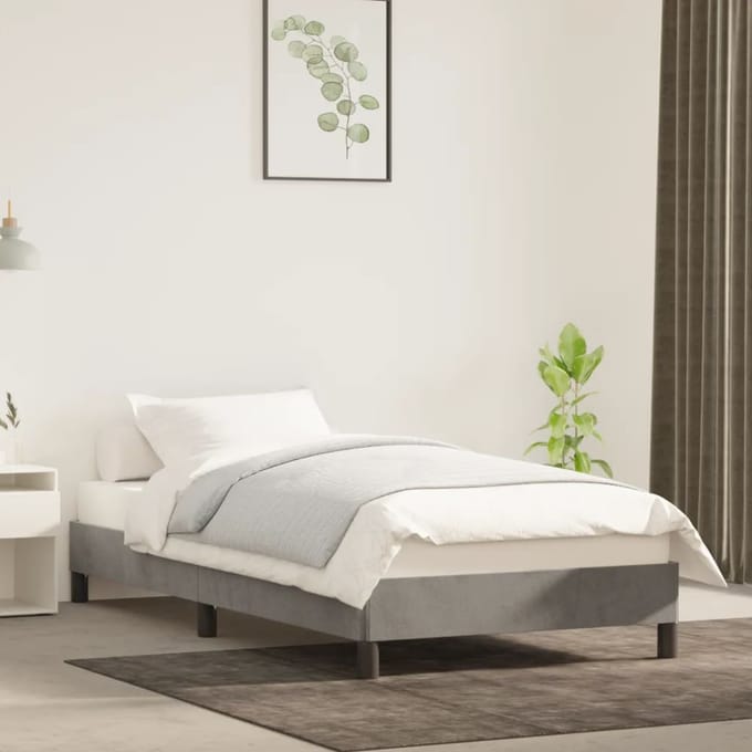 vidaXL - Bedframe - zonder - matras - 100x200 - cm - fluweel - lichtgrijs