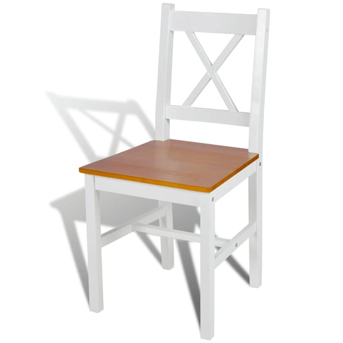 vidaXL - Eetkamerstoelen - 4 - st - grenenhout - wit