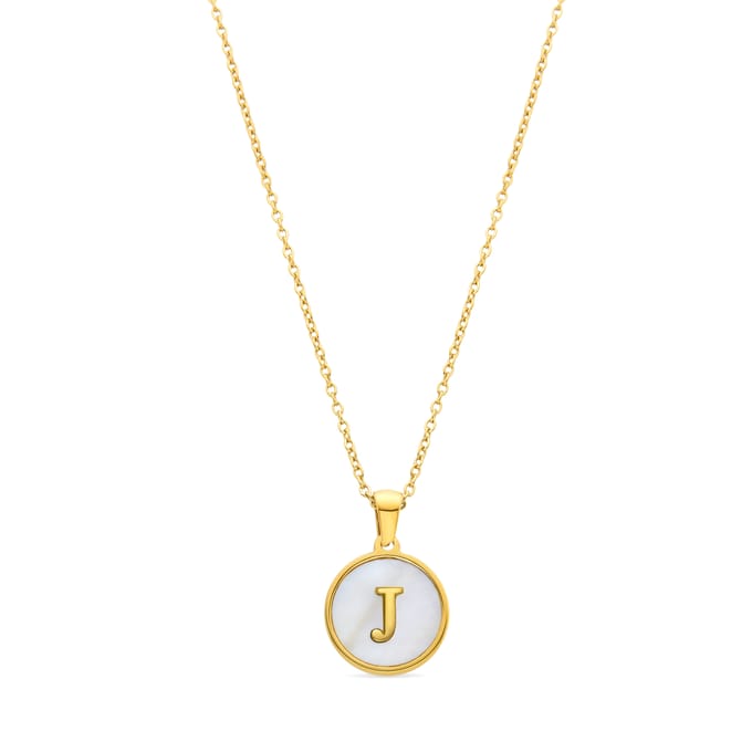 Luxenter collier in wit parelmoer afgewerkt in 18K geel goud - Alfabet