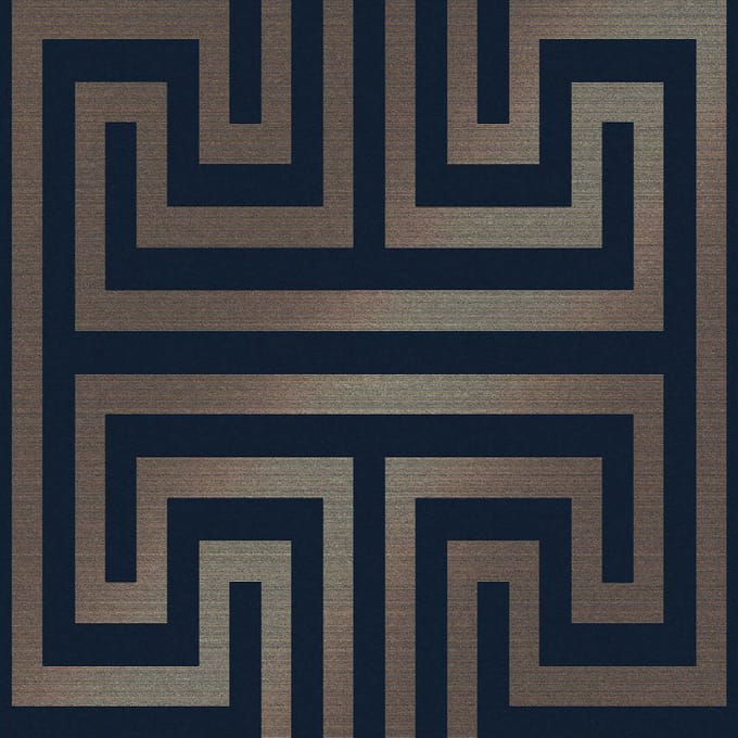 Next vliesbehang Metallic Greek Key blauw 10mx52cm