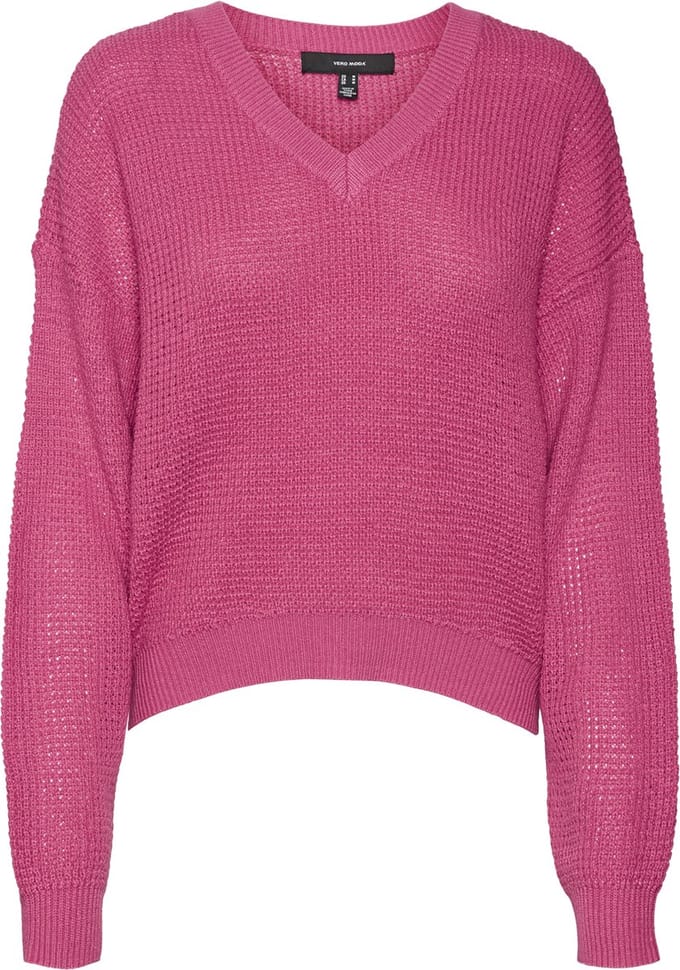 VERO MODA VMLEANNA LS V-NECK SHORT PULLOVER GA BOO Dames Trui - Maat XS