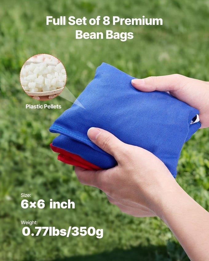 3x2ft Cornhole Set Draagbaar Corn Hole Toss Spelbord Hout met 8 Bean Bags