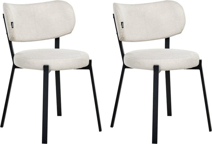 BRONTE - Eetkamerstoel set van 2 - Lichtbeige - Polyester