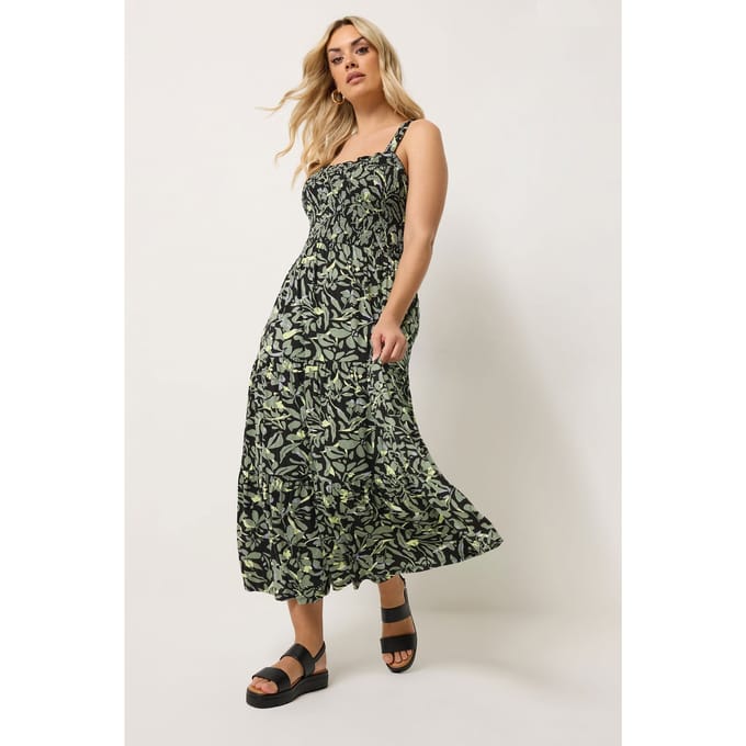 Yours Zwarte Midijurk Met Smockwerk Size 54-56