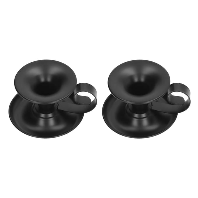 2 Stuks Pilaarkaarshouder Mat Zwart Retro Eenvoudig Elegant Stabiele Basis Taps Kaarshouder voor black