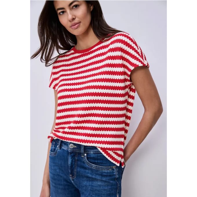 Shirt met losse schouders en strepen
