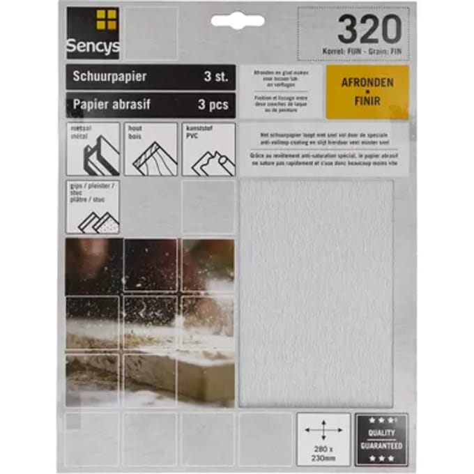Sencys Schuurvel Stearaat Wit 230x280mm P320 3st