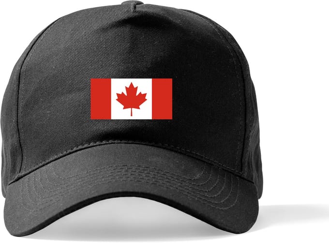Zwarte Pet Beechfield met Wereldvlaggen, land Canada klittenbandsluiting