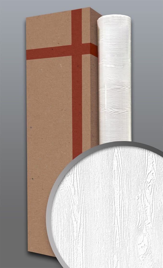Structuur behang EDEM 83005BR60 overschilderbaar vliesbehang gestructureerd in hout look mat wit 1 doos 4 rollen 106 m2