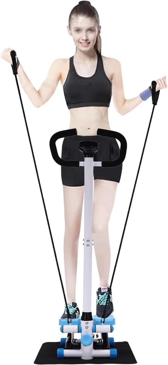 Fitness Stepper - Hometrainer - Full body training - Verstelbare hoogte - 150 kg capaciteit - Zwart