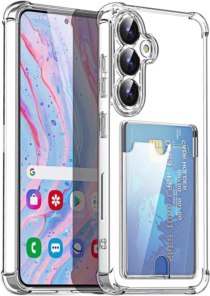 Transparant hoesje met Pasjeshouder geschikt voor Samsung Galaxy S25 FE - Shock Proof Case – Kaarthouder