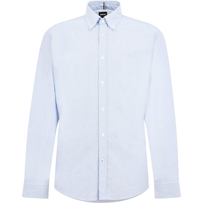 Boss Heren Liam Patroon Kraag Lange Mouw Overhemd (Pastelblauw)