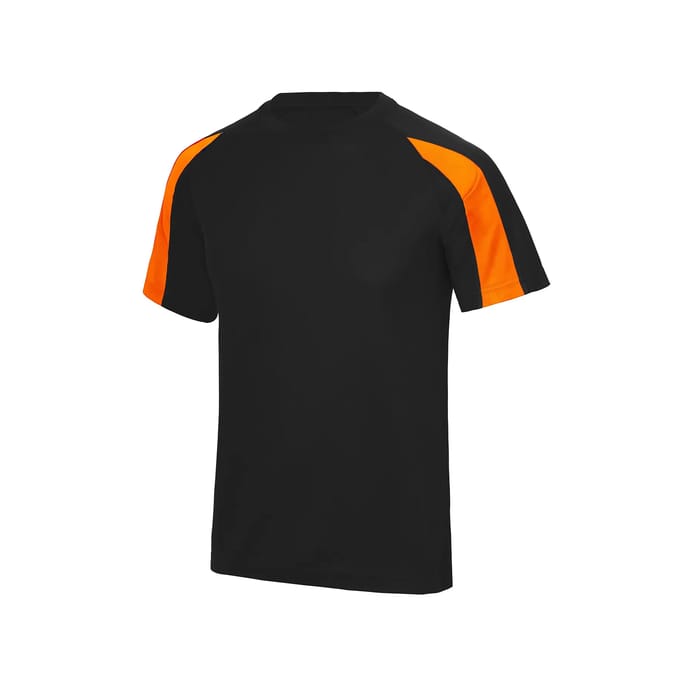 Just Cool Contrast Cool T JC003 - Jet Black/Electric Orange - M