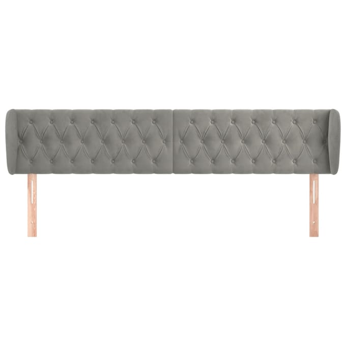 vidaXL - Hoofdbord - met - randen - 203x23x78/88 - cm - fluweel - lichtgrijs