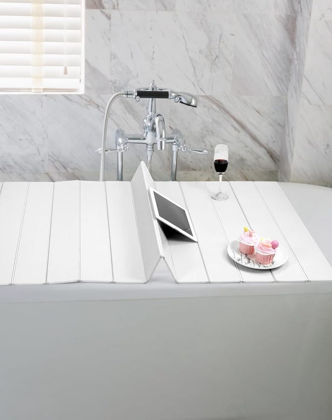 Badplank Wit - Bad Accessoire - Ontspanning Thuis - Volledig Opvouwbaar - 170 x 75 cm - Wit