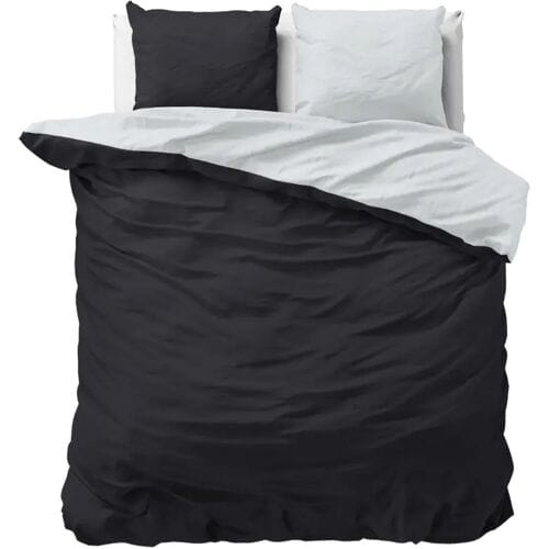 Sleeptime Dekbedovertrek Twin Face Zwart Wit - Eenpersoons 140 x 200/220 cm + 1 kussensloop