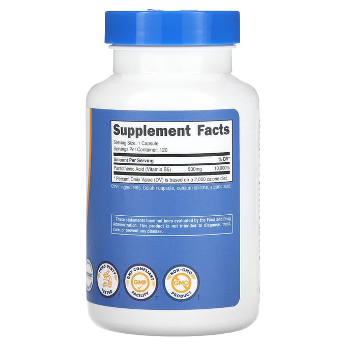 Nutricost, vitamine B5, 500 mg, 120 gélules